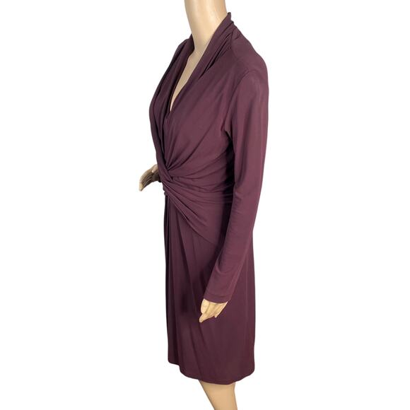 M.M. Lafleur Blair Blackberry Purple Crepe Twisted Ruched Sheath Dress SZ 2 - Picture 6 of 10